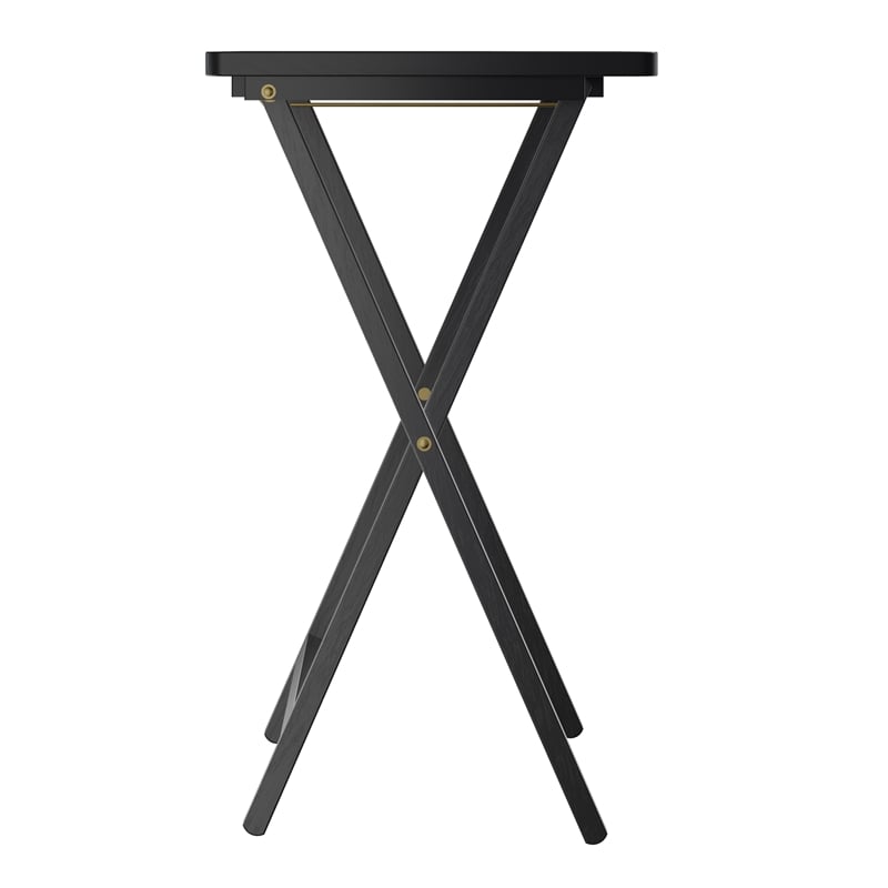 Winsome Alex 5-Piece Transitional Solid Wood TV Table with Stand in Black