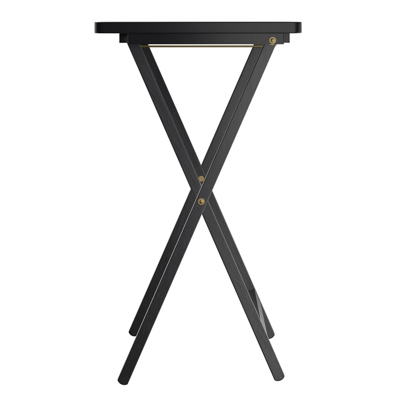 Winsome Alex 5-Piece Transitional Solid Wood TV Table with Stand in Black