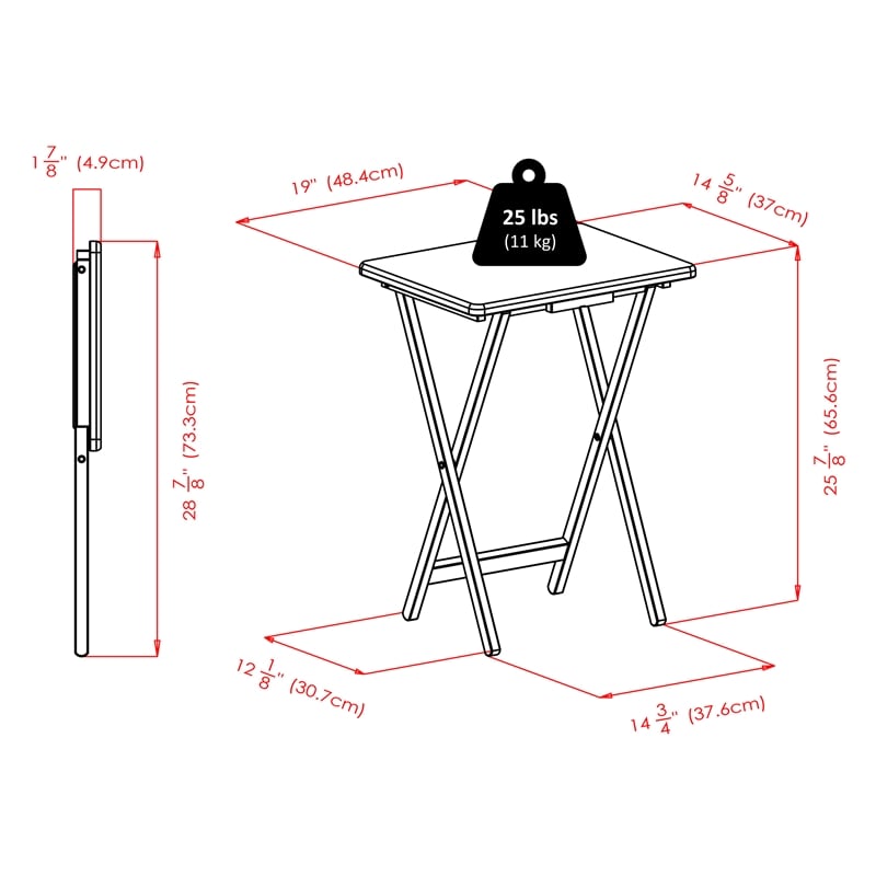Winsome Alex 5-Piece Transitional Solid Wood TV Table with Stand in Black
