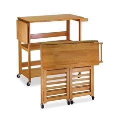 Winsome Foldable Butcher Block Light Oak Kitchen Cart 021713341372 