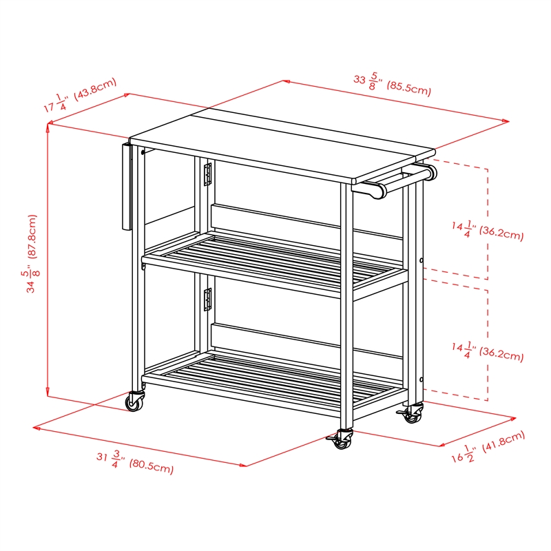 Winsome Radley Foldable Butcher Block Solid Wood Kitchen Cart in Light Oak