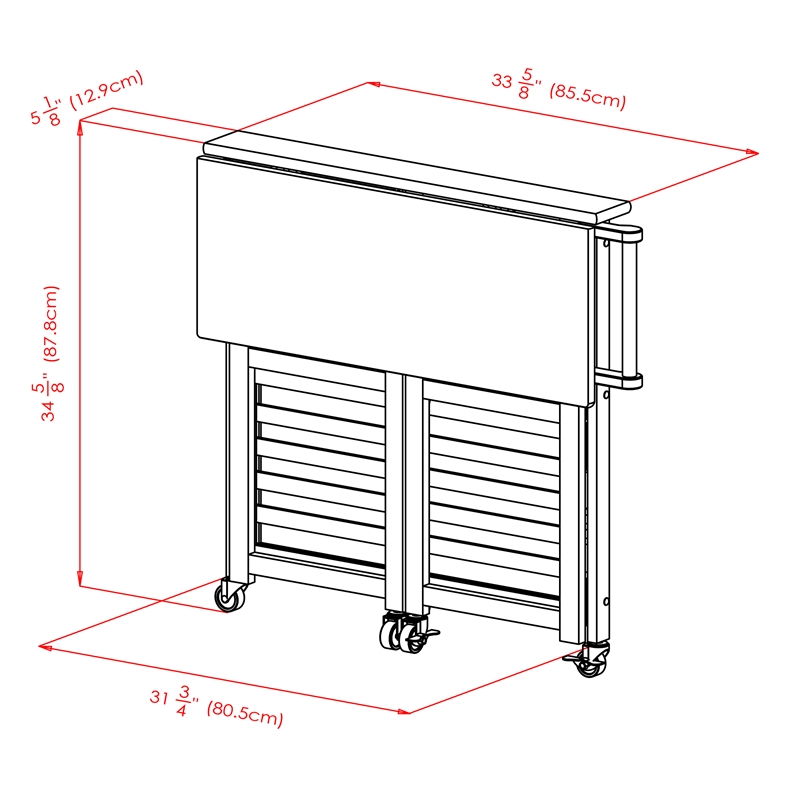 Winsome Radley Foldable Butcher Block Solid Wood Kitchen Cart in Light Oak