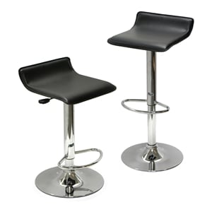 Winsome Spectrum 22.68&quot Adjustable Air Lift Metal Bar Stools in Black (Set of 2)