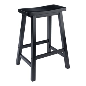 Winsome Satori 24&quot Transitional Solid Wood Counter Saddle Seat Bar Stool - Black