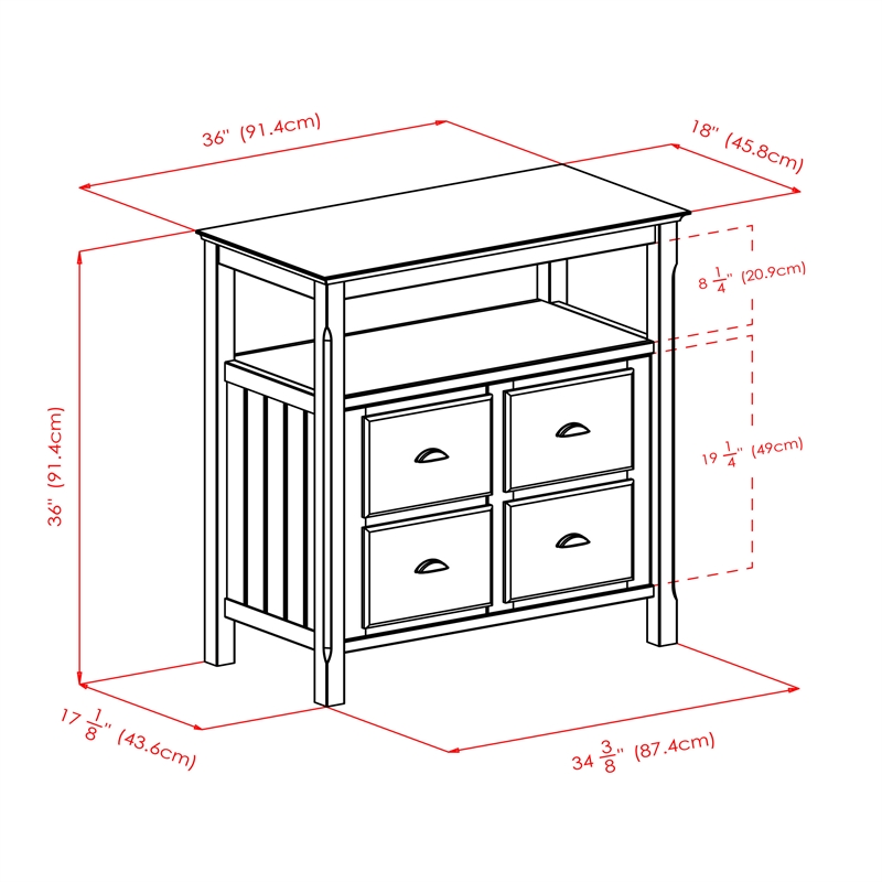 Winsome Timber Transitional Solid Wood Buffet Table in Black