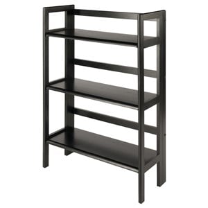 Winsome Terry 3-Tier Solid Wood Stackable and Folding Book Shelf in Black