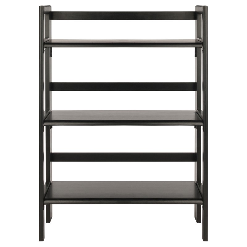 Winsome Terry 3-Tier Solid Wood Stackable and Folding Book Shelf in Black