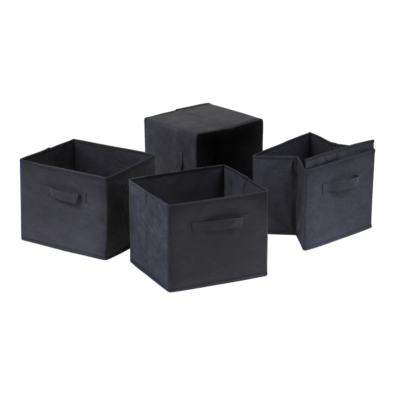 Winsome Capri Foldable Transitional Fabric Baskets in Black (Set of 4)