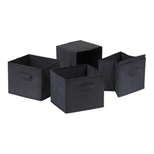 Winsome Capri Foldable Transitional Fabric Baskets in Black (Set of 4)
