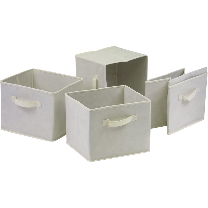 Winsome Capri Foldable Transitional Fabric Baskets in Beige (Set of 4)