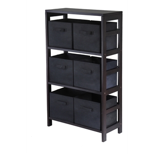 Winsome Capri 7-Piece Solid Wood Storage Set with Baskets in Espresso/Black