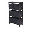 Winsome Capri 7-Piece Solid Wood Storage Set with Baskets in Espresso/Black