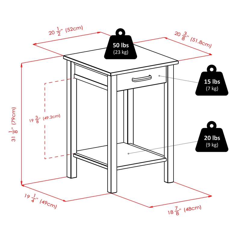 Winsome Liso Transitional Solid Wood Printer Table in Espresso