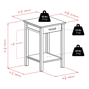 Winsome Liso Transitional Solid Wood Printer Table in Espresso