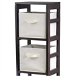 Winsome Capri 4-Section Tall Solid Wood Storage Shelf with 4 Baskets in Espresso