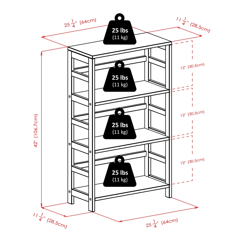 Winsome Capri 3-Section Wide Solid Wood Storage Shelf with 6 Baskets in Espresso