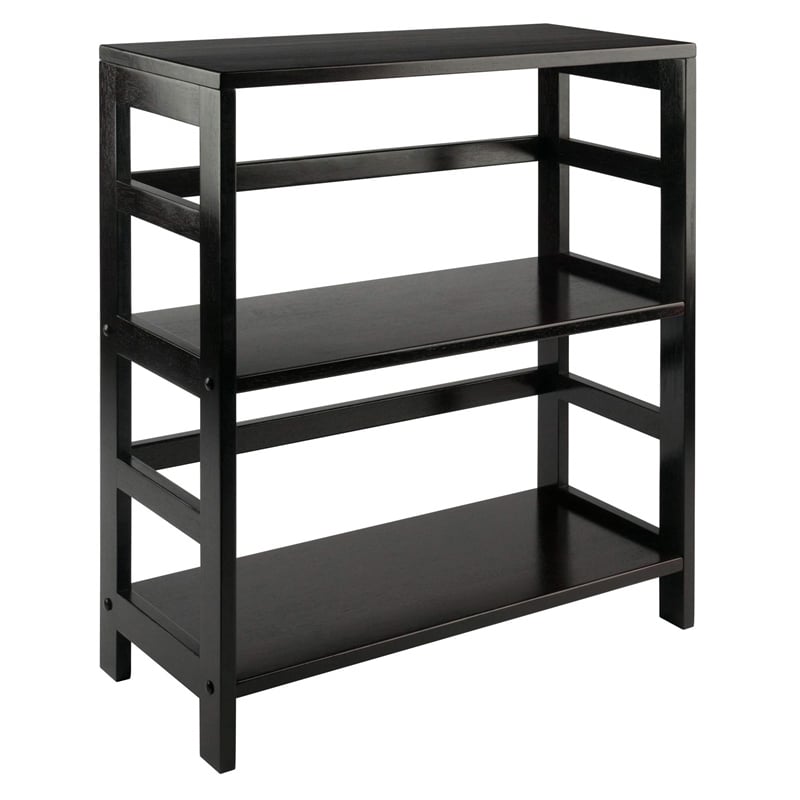 Winsome Capri 2-Section Shelf Solid Wood Baskets Bookcase in Espresso/White