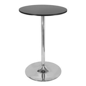 Winsome Spectrum 28&quot Round Contemporary Wood/Metal Pub Table in Black and Chrome