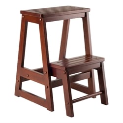 winsome ascend double transitional solid wood step stool in antique walnut