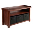 Winsome Verona Storage Solid Wood Bench with 3 Foldable Baskets in Walnut