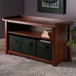 Winsome Verona Storage Solid Wood Bench with 3 Foldable Baskets in Walnut