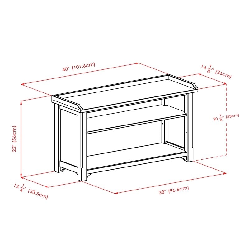 Winsome Verona Storage Solid Wood Bench with 3 Foldable Baskets in Walnut