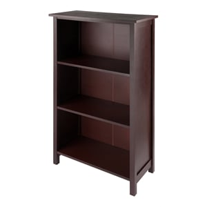 Winsome Milan 3-Tier Medium Solid Wood Storage Book Shelf - Antique Walnut