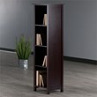 Winsome Milan Tall Solid Wood Storage Book Shelf in Antique Walnut