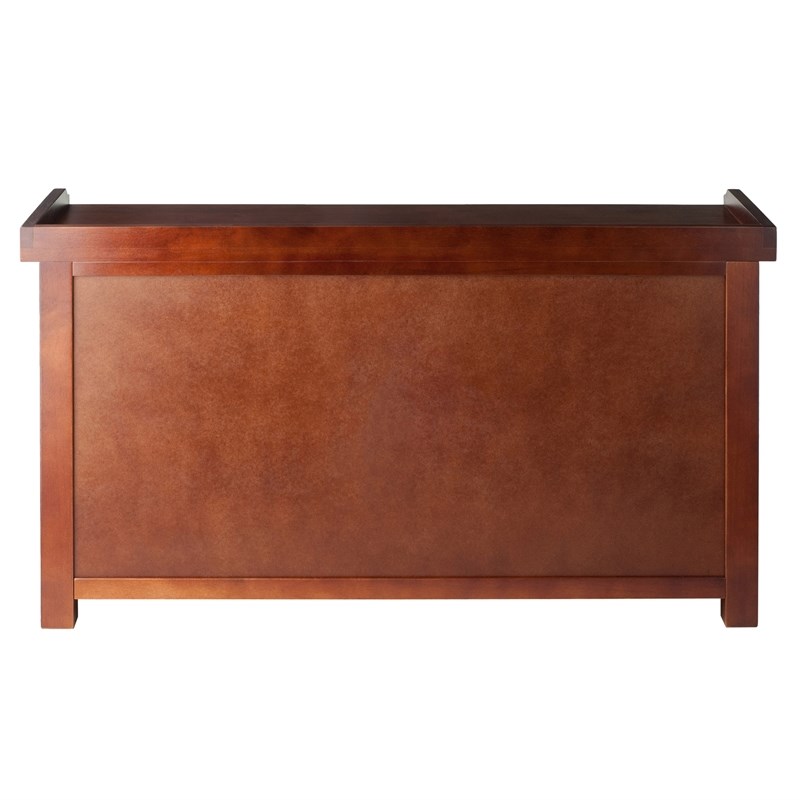 Winsome Verona Storage Solid Wood Bench with 3 Foldable Baskets - Walnut