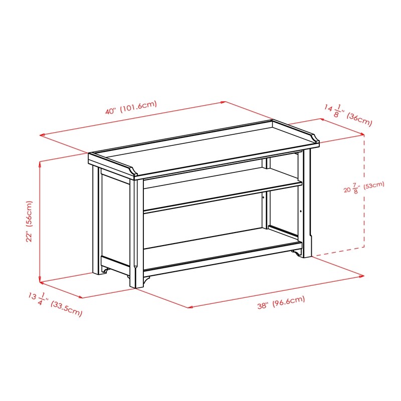 Winsome Verona Storage Solid Wood Bench with 3 Foldable Baskets - Walnut
