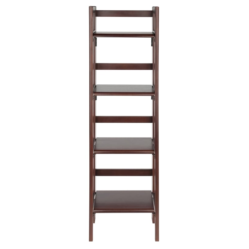 Winsome Terry 4-Tier Solid Wood Folding Book Shelf in Antique Walnut