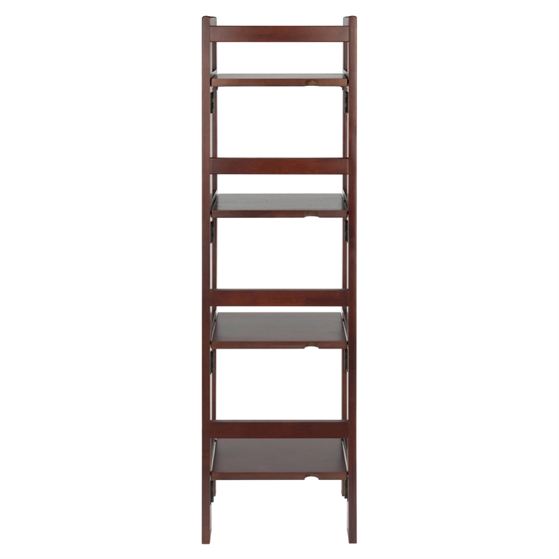 Winsome Terry 4-Tier Solid Wood Folding Book Shelf in Antique Walnut