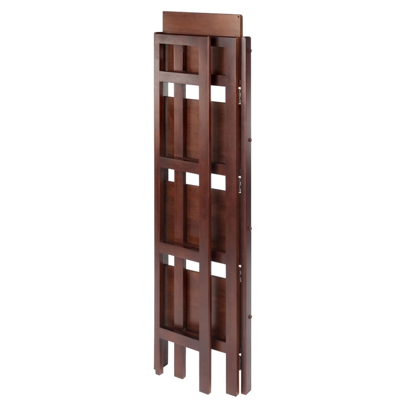 Winsome Terry 4-Tier Solid Wood Folding Book Shelf in Antique Walnut
