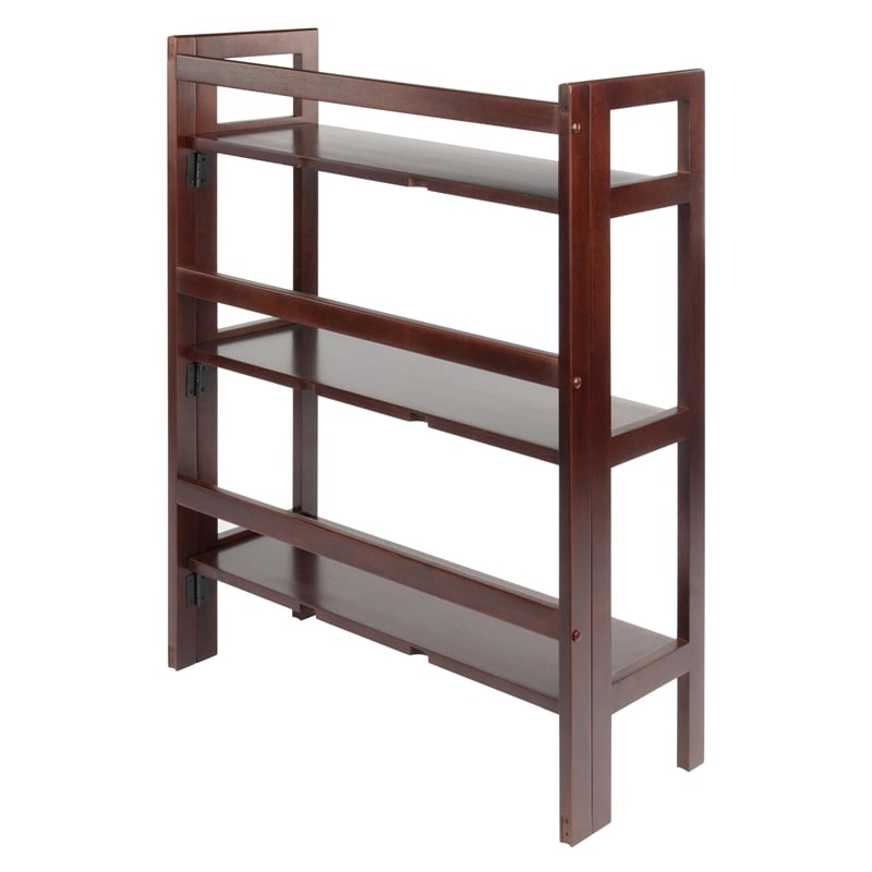 Winsome Terry 3-Tier Solid Wood Folding Book Shelf in Antique Walnut