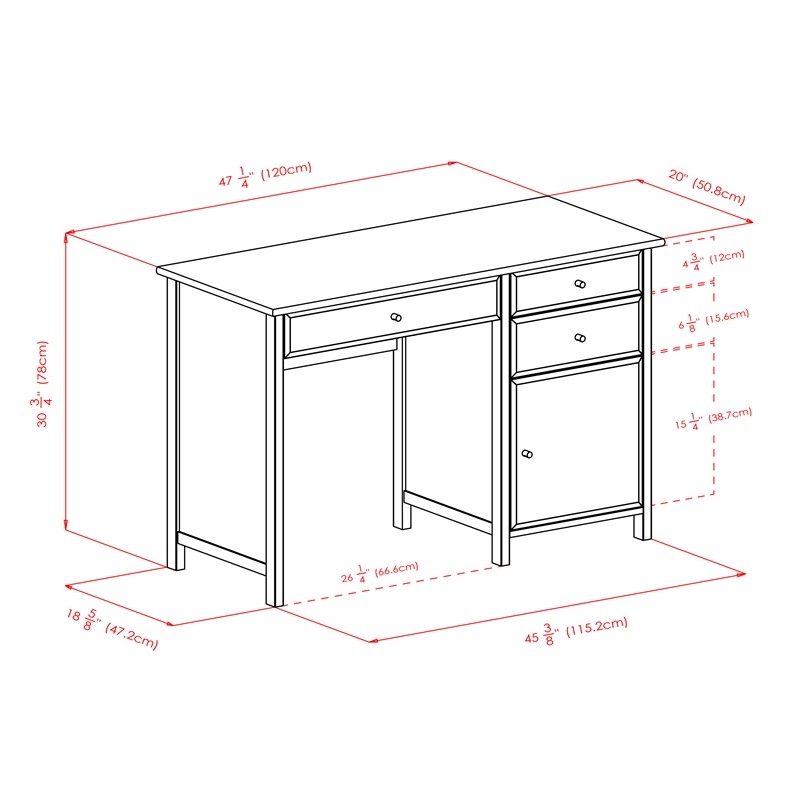 Winsome Delta Office Transitional Solid Wood Writing Desk in White