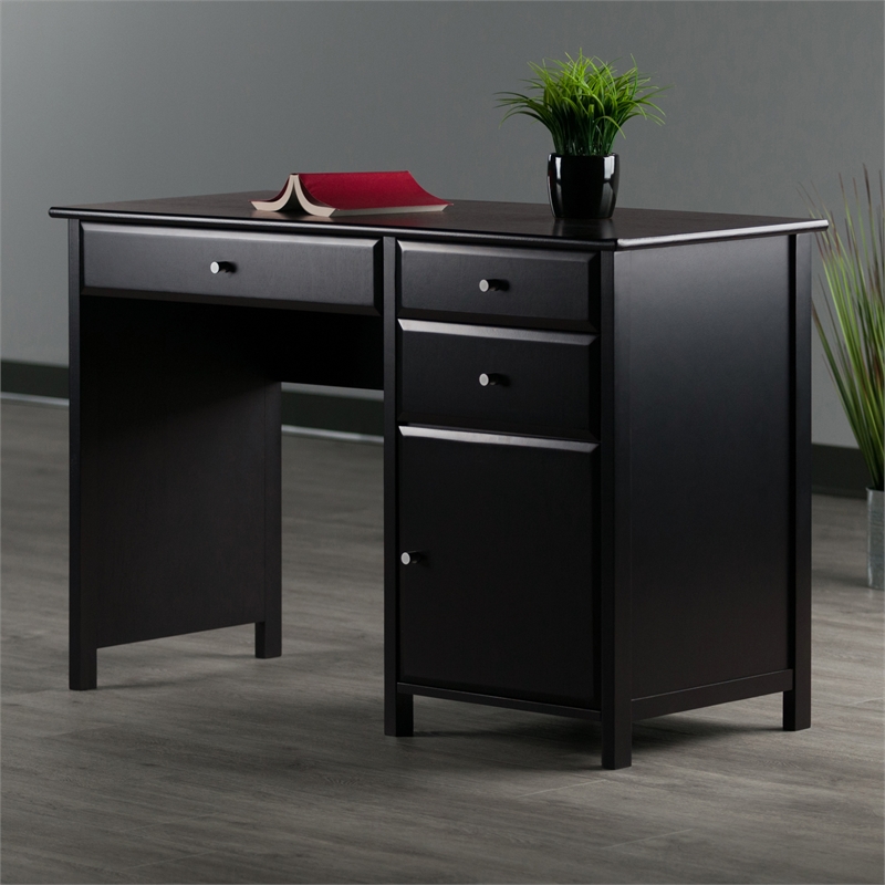 Winsome Delta Office Transitional Solid Wood Writing Desk in Black