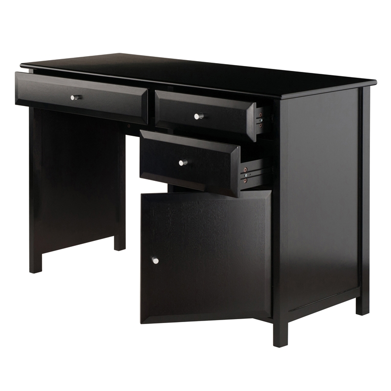 Winsome Delta Office Transitional Solid Wood Writing Desk in Black