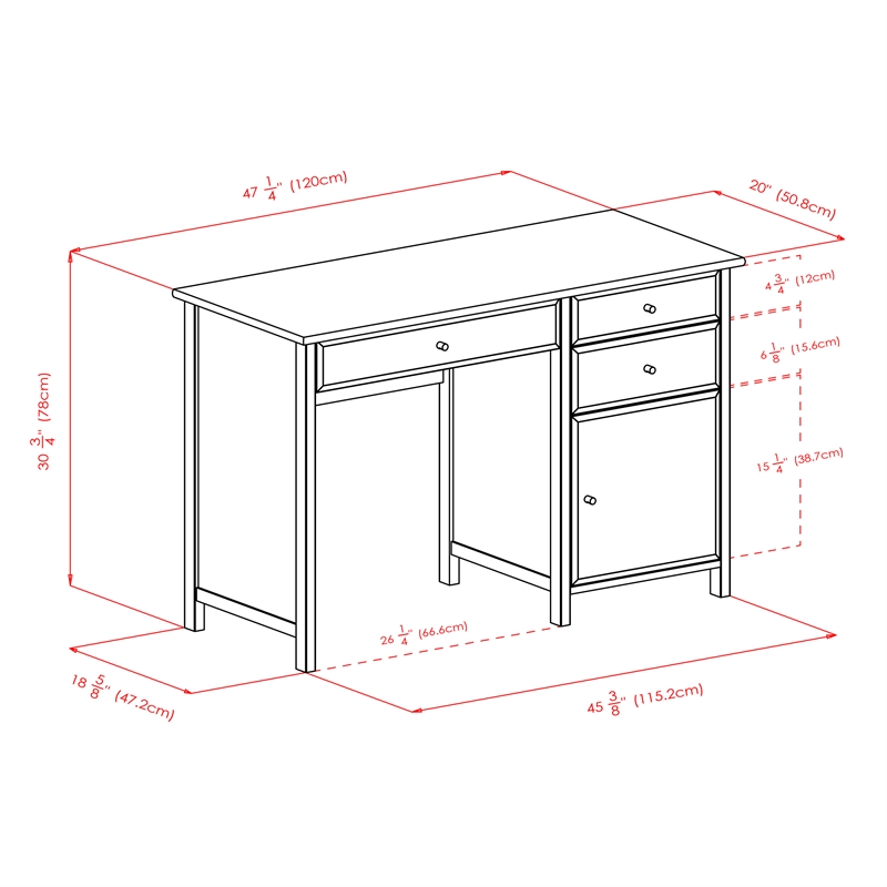 Winsome Delta Office Transitional Solid Wood Writing Desk in Black