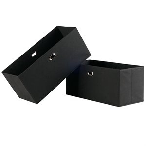 Winsome Torino Transitional Fabric Folding Basket in Black (Set of 2)