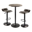 Winsome Cora 3-Piece Round Top Transitional Faux Marble/Metal Pub Set in Black