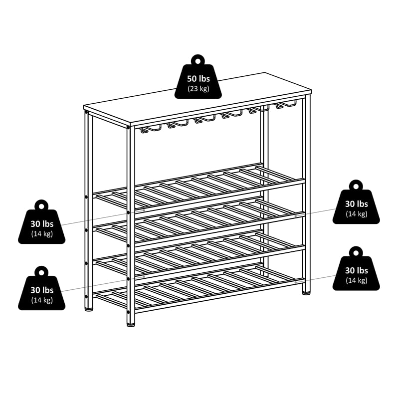 Winsome Michelle Metal & Wood Wine Rack with Glass in Antique Bronze