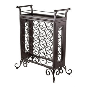 Winsome Silvano Transitional Wood/Metal Wine Rack with Removable Tray in Bronze