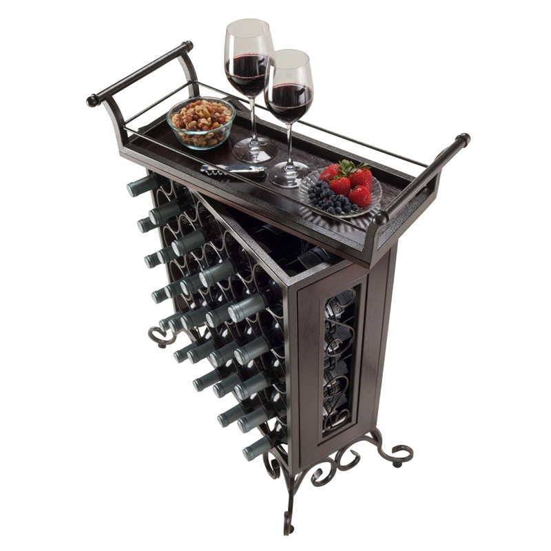 Winsome Silvano Transitional Wood/Metal Wine Rack with Removable Tray in Bronze
