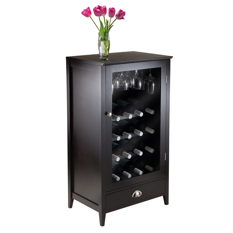 Winsome Bordeaux Modular Transitional Solid Wood Home Bar Cabinet in Espresso