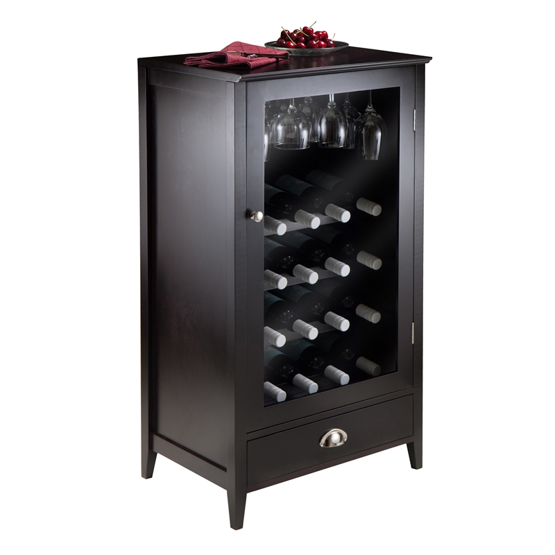 Winsome Bordeaux Modular Transitional Solid Wood Home Bar Cabinet in Espresso
