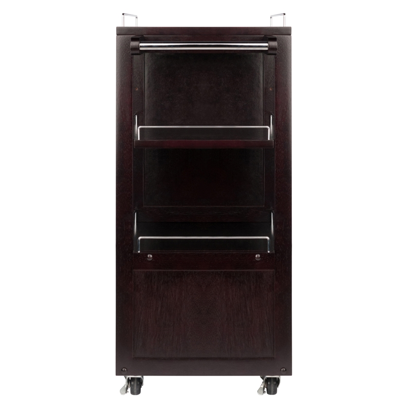 Winsome Galen Transitional Solid Wood Bar Cart with Serving Tray in Espresso