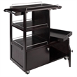 Winsome Galen Transitional Solid Wood Bar Cart with Serving Tray in Espresso
