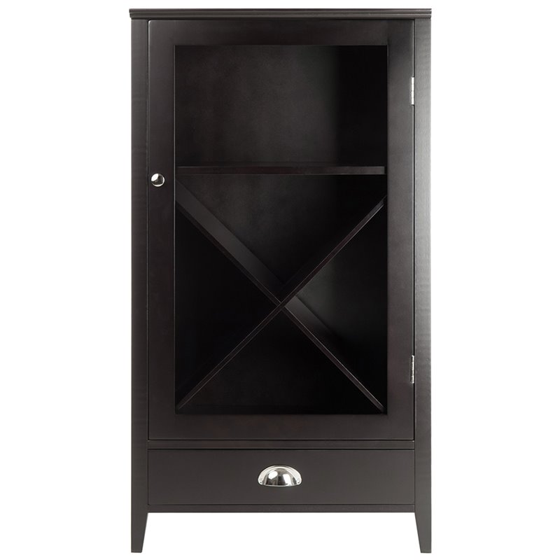 Winsome Bordeaux X Panel Transitional Solid Wood Home Bar Cabinet in Espresso