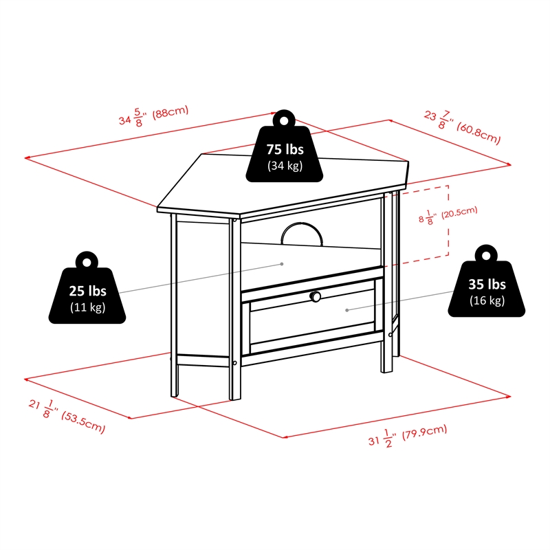 Winsome Zena Corner Solid Wood TV Stand for TVs up to 27