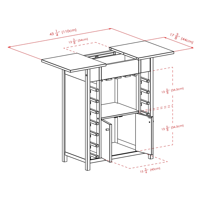 Winsome Yukon Transitional Solid Wood Home Bar Cabinet in Espresso